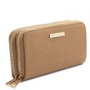 Mira Doppel Rundum-Reißverschluss Damenbrieftasche aus Leder Champagne TL142331