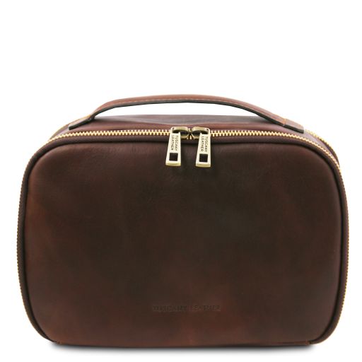 Marvin Kulturtasche aus Leder Dunkelbraun TL142326