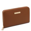 Ilizia Exklusive Damenbrieftasche aus Leder mit Rundum-Reißverschluss Cognac TL142317