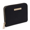 Leda Elegante Cartera en Piel con Cremallera en el Contorno Negro TL142320