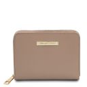 Leda Elegante Cartera en Piel con Cremallera en el Contorno Marrón topo claro TL142320