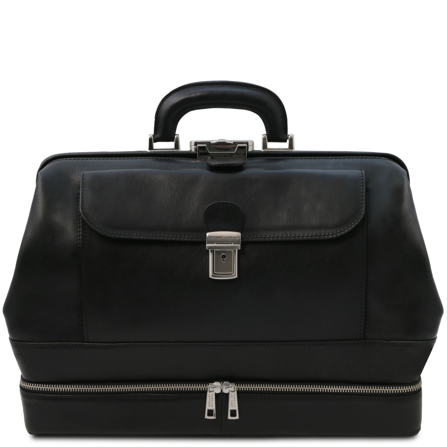 Esclusiva borsa medico in pelle con doppio fondo Nero