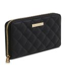 Penelope Elégant Portefeuille en Cuir Souple Entièrement Zippée Noir TL142316