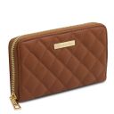 Penelope Elegante Cartera en Piel Suave con Cremallera en el Contorno Cognac TL142316