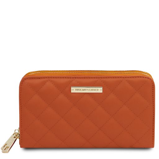 Ada Portafoglio in Pelle Morbida con Doppia zip Around Arancio TL142349