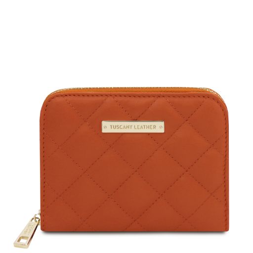 Teti Elégant Portefeuille en Cuir Souple Entièrement Zippée Orange TL142319