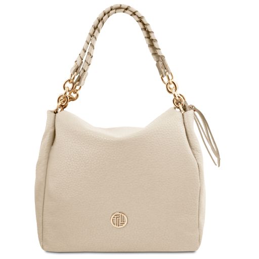 Amy Shopping Tasche aus Weichem Leder Beige TL142385