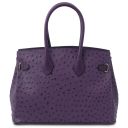 TL Bag Borsa a Mano in Pelle Stampata Effetto Struzzo Viola TL142120