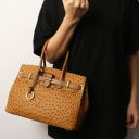 TL Bag Borsa a Mano in Pelle Stampata Effetto Struzzo Viola TL142120