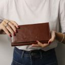 Elégant Portefeuille en Cuir Pour Femme Marron TL140787