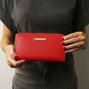 Gaia Cartera en Piel con Doble Cremallera en el Contorno Marrón topo claro TL142343