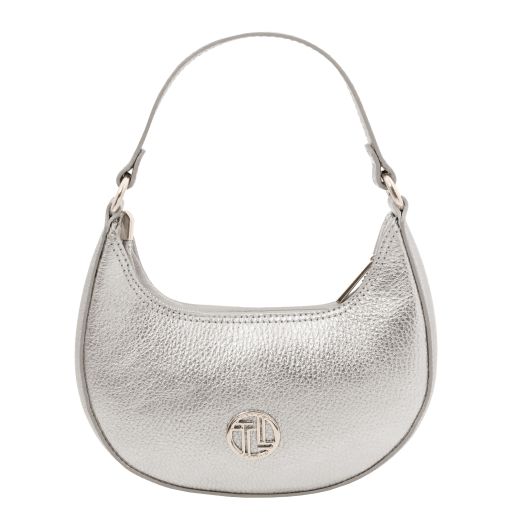 Pixie Handtasche aus Weichem Metallic-Leder mit Schulterkette Silver TL142413
