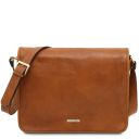 TL Messenger Two Compartments Leather Shoulder bag - Large Size Natural TL142430