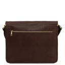 TL Messenger Two Compartments Leather Shoulder bag - Large Size Dark Brown TL142430