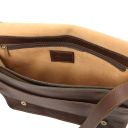 TL Messenger Two Compartments Leather Shoulder bag - Large Size Dark Brown TL142430