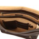 TL Messenger Two Compartments Leather Shoulder bag - Large Size Dark Brown TL142430