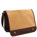 TL Messenger Two Compartments Leather Shoulder bag - Large Size Dark Brown TL142430
