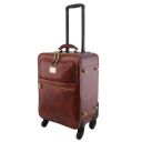Business Trolley Vertical con 4 Ruedas y Maletín Porta Ordenador TL SMART en Piel Marrón oscuro TL142442