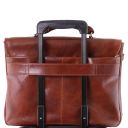 Business Trolley Vertical con 4 Ruedas y Maletín Porta Ordenador TL SMART en Piel Marrón oscuro TL142442