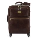 Business Trolley Vertical con 4 Ruedas y Maletín Porta Ordenador TL SMART en Piel Marrón oscuro TL142442