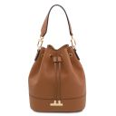 Panarea Borsa Secchiello in Pelle ed Esclusivo Portafoglio in Pelle zip Around Cognac TL142443