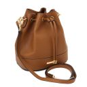 Panarea Borsa Secchiello in Pelle ed Esclusivo Portafoglio in Pelle zip Around Cognac TL142443