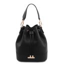 Panarea Leather Bucket bag and Exclusive zip Around Leather Wallet Black TL142443