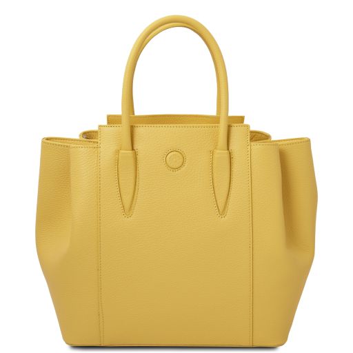 Tulipan Sac à Main en Cuir Jaune pastel TL141727