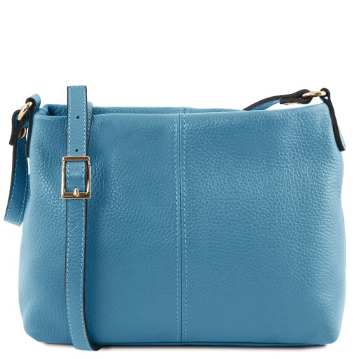 TL Bag Bolso con Badolera en Piel Suave Azul celeste TL141720