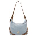 Sierra Suede Leather Shoulder bag Light Blue TL142419