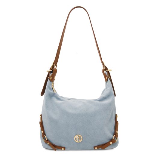 Sierra Suede Leather Shoulder bag Light Blue TL142419