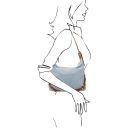 Sierra Suede Leather Shoulder bag Light Blue TL142419