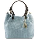 TL KeyLuck Bolso Shopping en Piel Imprimida Tejida Azul claro TL141573