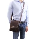 John Leather Crossbody bag for men With Front zip Black TL142464