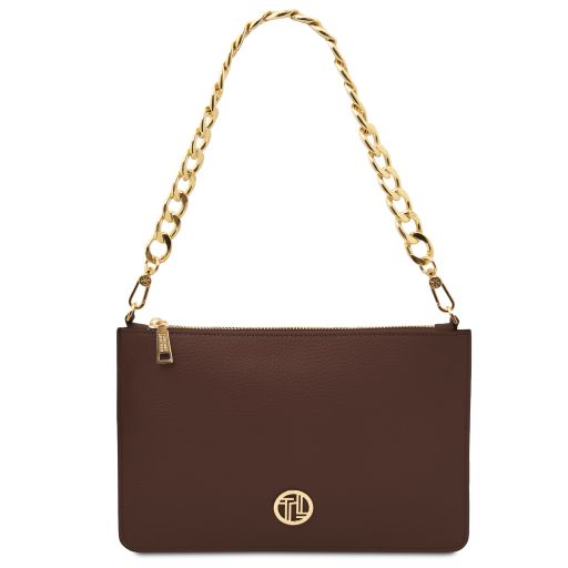 Diva Sac à Main en Cuir et Bandoulière à Chaîne Café TL142461