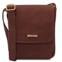 John Leather Crossbody bag for men With Front zip Brown TL141408