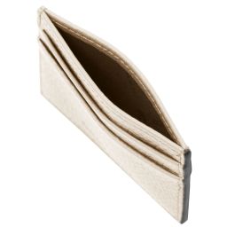 Tarjetero de Cuero Para Tarjetas de Crédito Beige TL142474