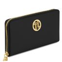 Financier Exklusive Damenbrieftasche aus Leder mit Rundum-Reißverschluss Schwarz TL142485