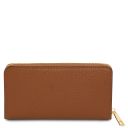 Financier Elegante Cartera en Piel con Cremallera en el Contorno Cognac TL142494