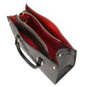 Croque Croc Print Leather Handbag Black TL142504
