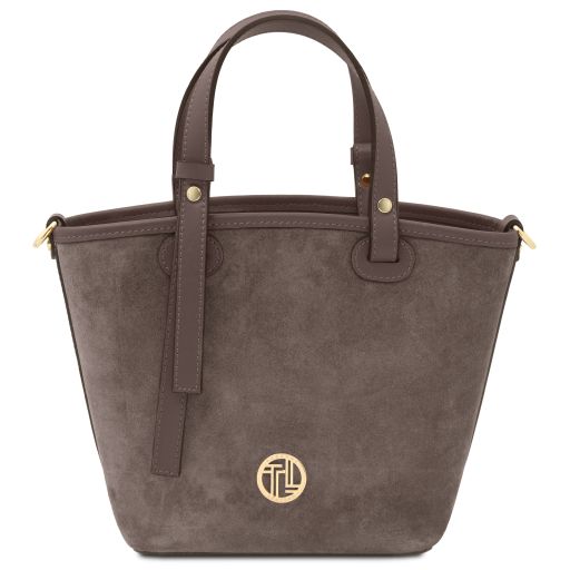 Glacette Borsa Secchiello in Pelle Scamosciata Talpa scuro TL142261