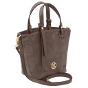 Glacette Borsa Secchiello in Pelle Scamosciata Talpa scuro TL142261