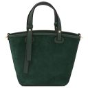 Glacette Bolso Cubo Secchiello en Piel Agamuzada Verde Oscuro TL142261