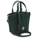 Glacette Bolso Cubo Secchiello en Piel Agamuzada Verde Oscuro TL142261
