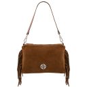 Nomade Sac à Main en Cuir Daim et Franges Cognac TL142495