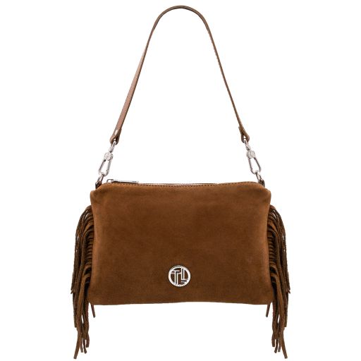 Nomade Sac à Main en Cuir Daim et Franges Cognac TL142495