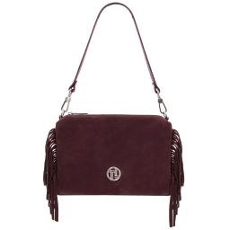 Nomade Bolso Noche en Piel de Gamuza con Flecos Bordeaux TL142495