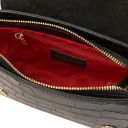 Croque Croc Print Leather Handbag Black TL142503
