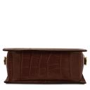 Croque Croc Print Leather Handbag Coffee TL142503