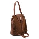 Nomade Sac à épaule en Cuir Daim et Franges Marron TL142512